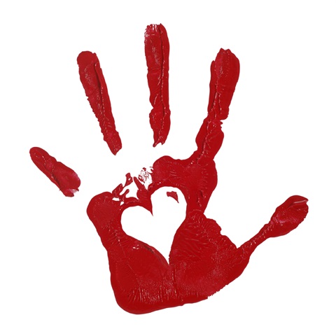 iStock hand painted red with white heart