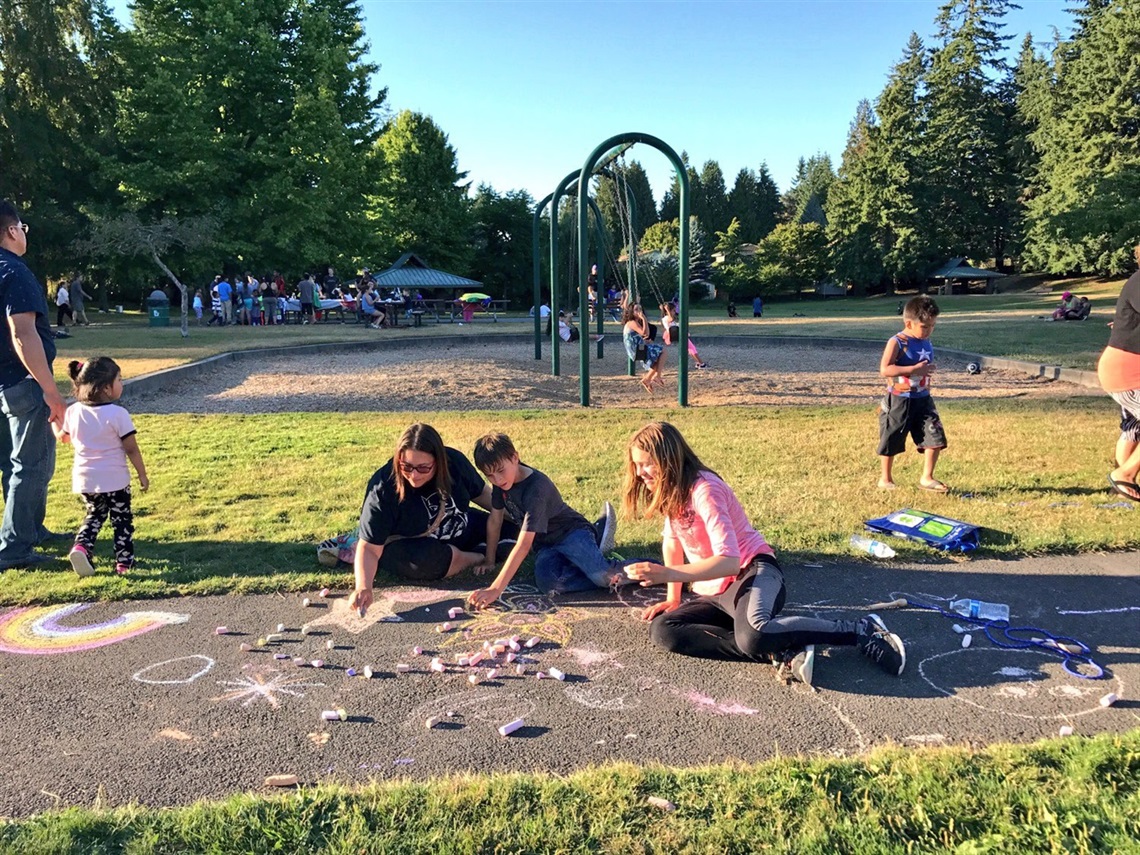 Family and kids playing at North Lynnwood Park