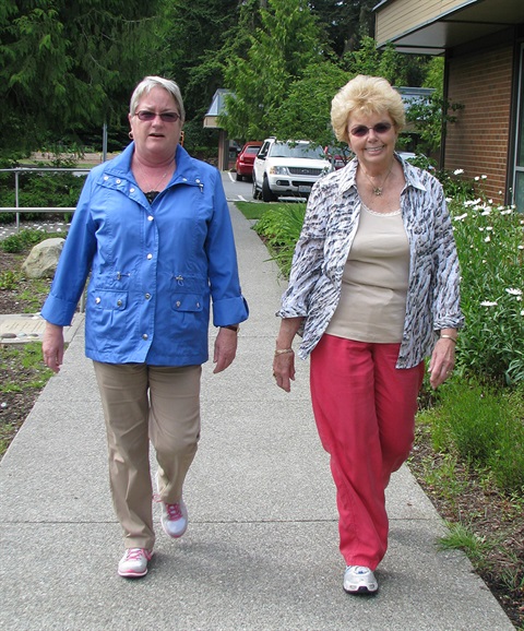 Two women walking