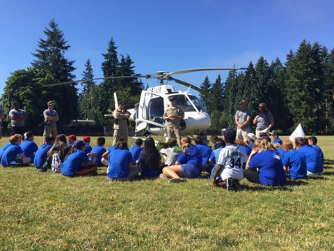Police Youth Camp with a helicopter