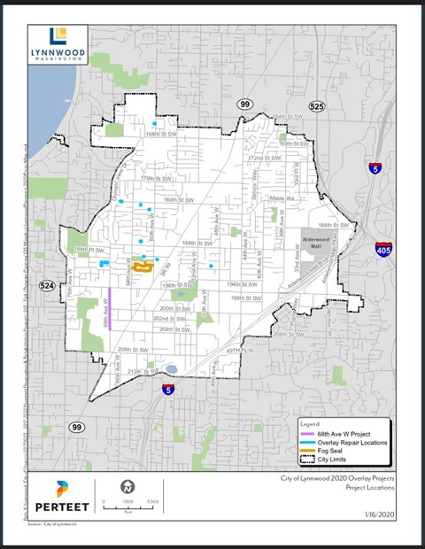 2020 Lynnwood Paving Project Map