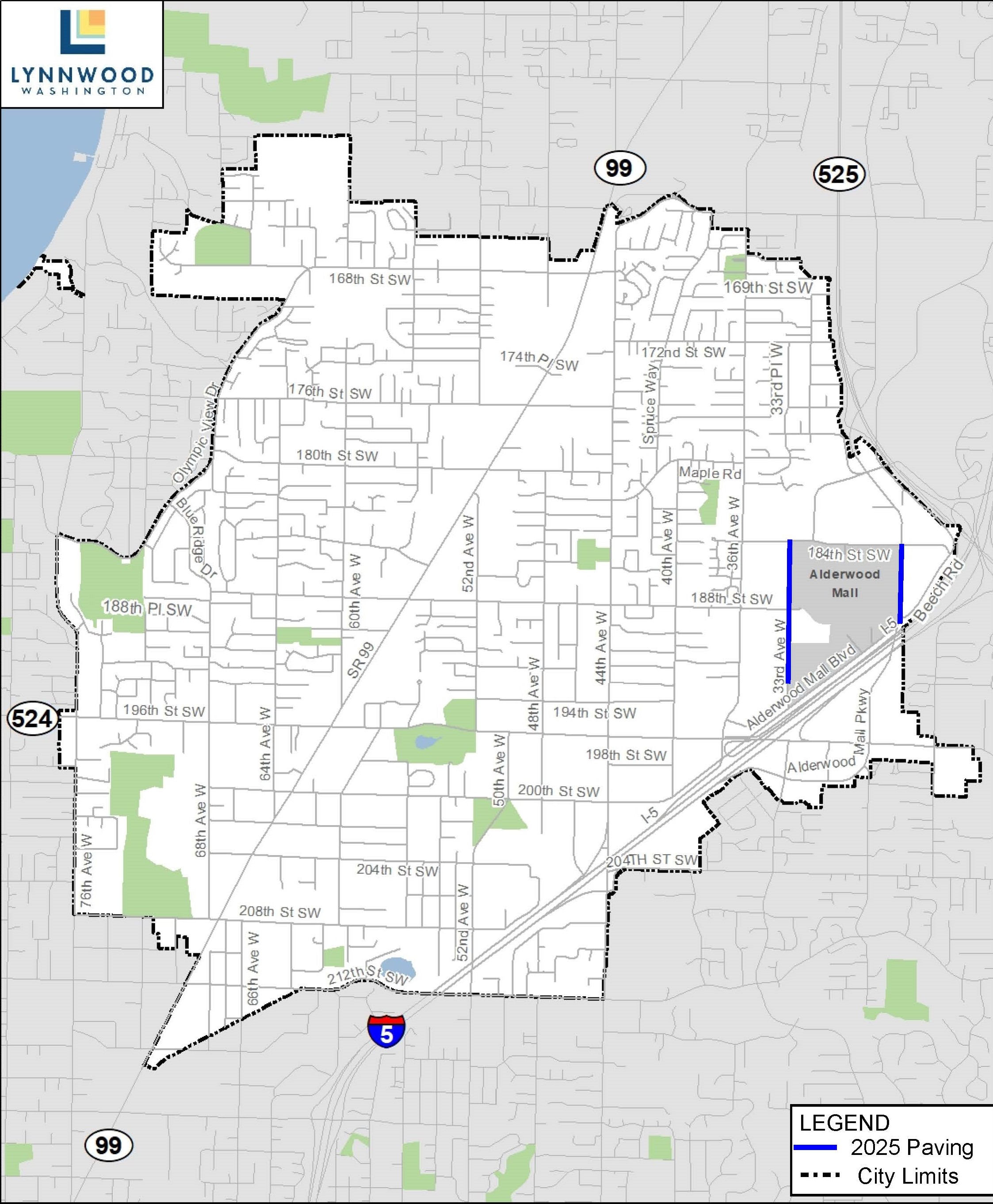 Lynnwood Washington Map 2025 Paving Program Locations Map 