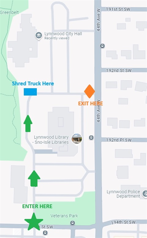City Hall Parking Lot Shred Truck Event Map